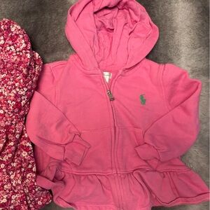 Ralph Lauren Pink Hoodie with Green Logo 18 month